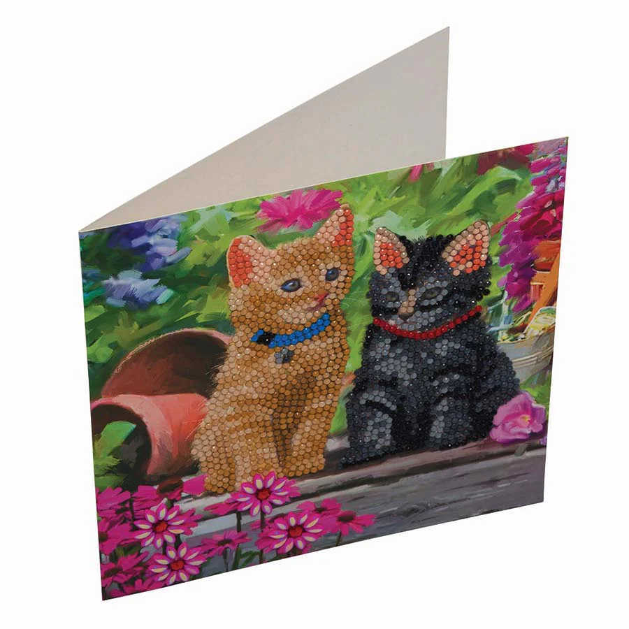 Crystal Art Card Kit - Cat Friends