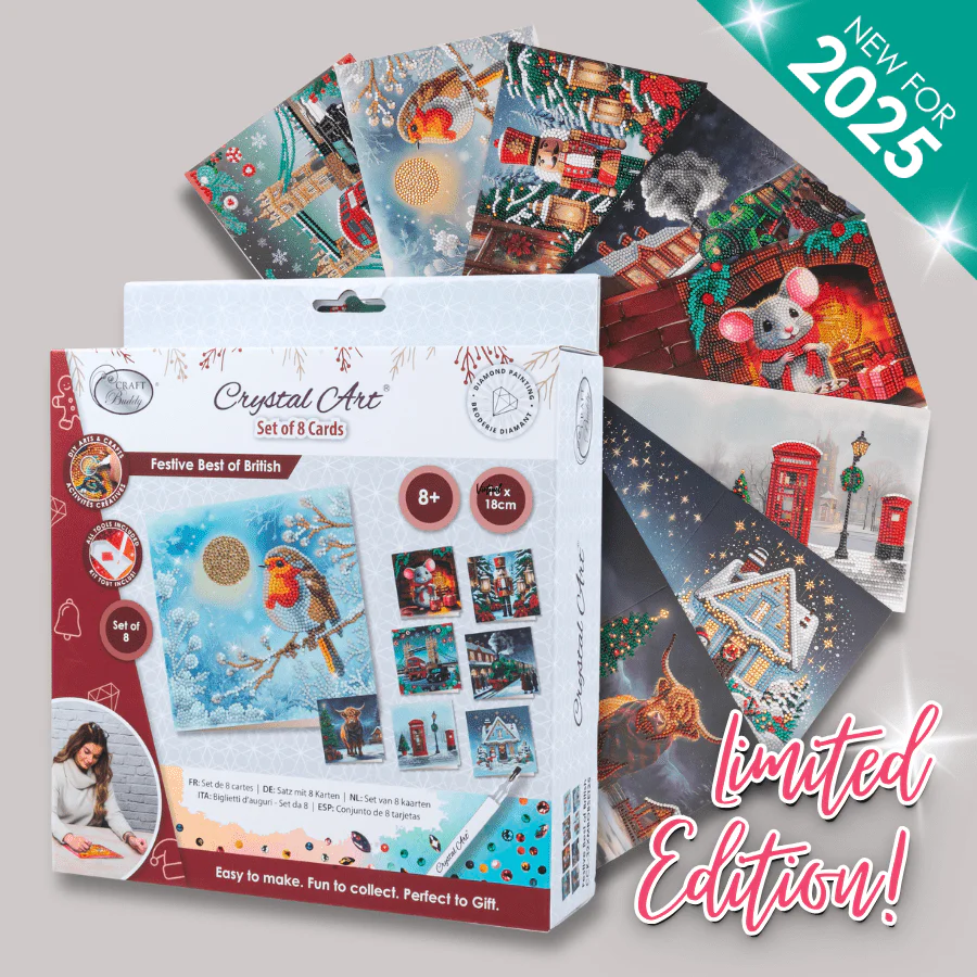 Crystal Art: Festive Best of British Limited Edition Set of 8 Cards