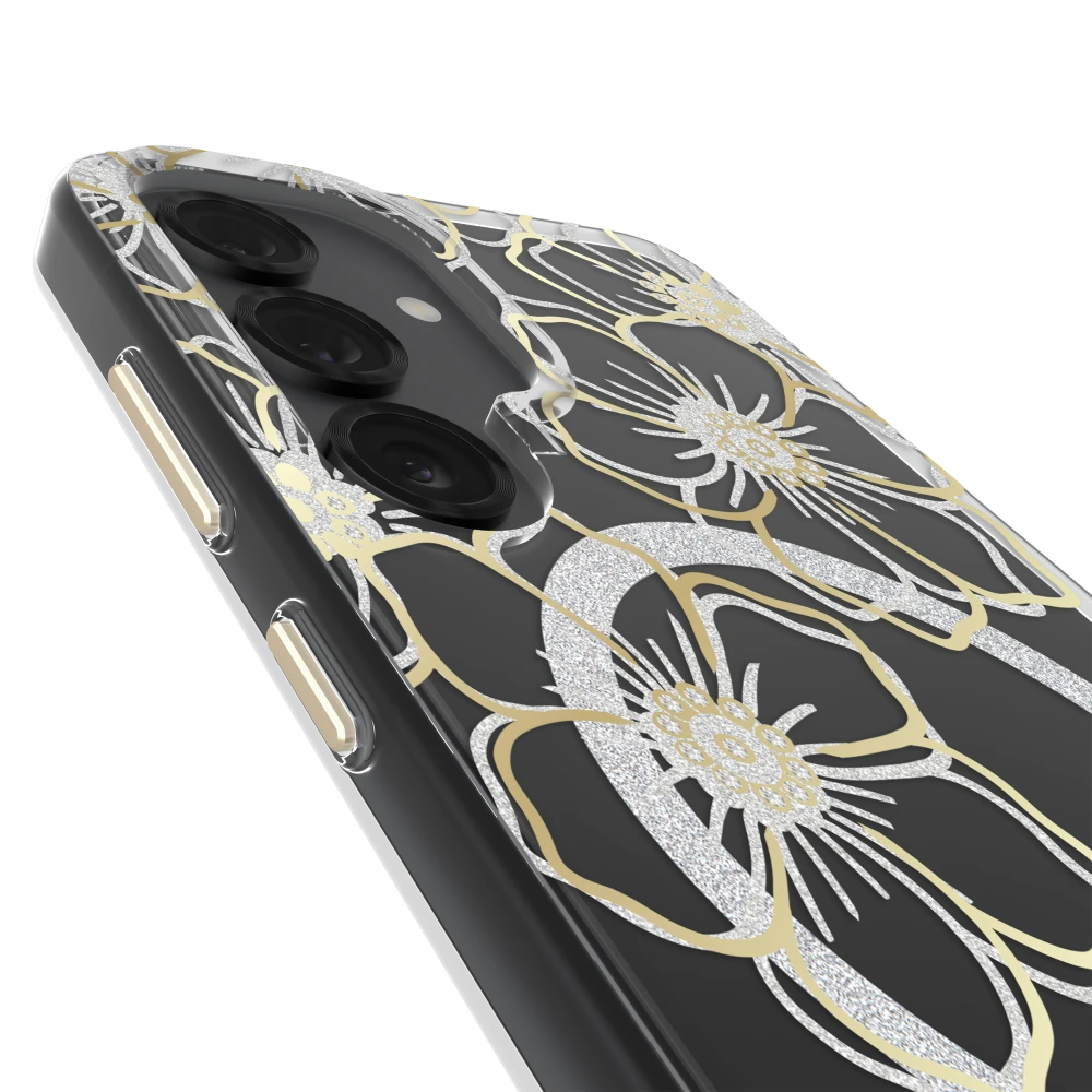 Case-Mate - Floral Gems Case with Magnet for Samsung Galaxy S25 Plus - Gold