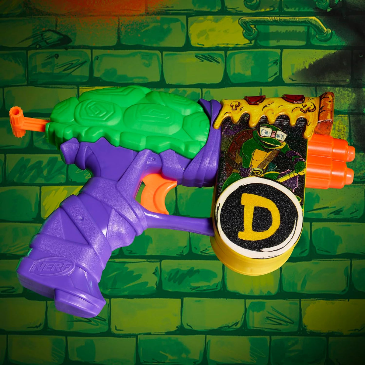 Nerf TMNT Donatello Blaster with purple and green Donatello design