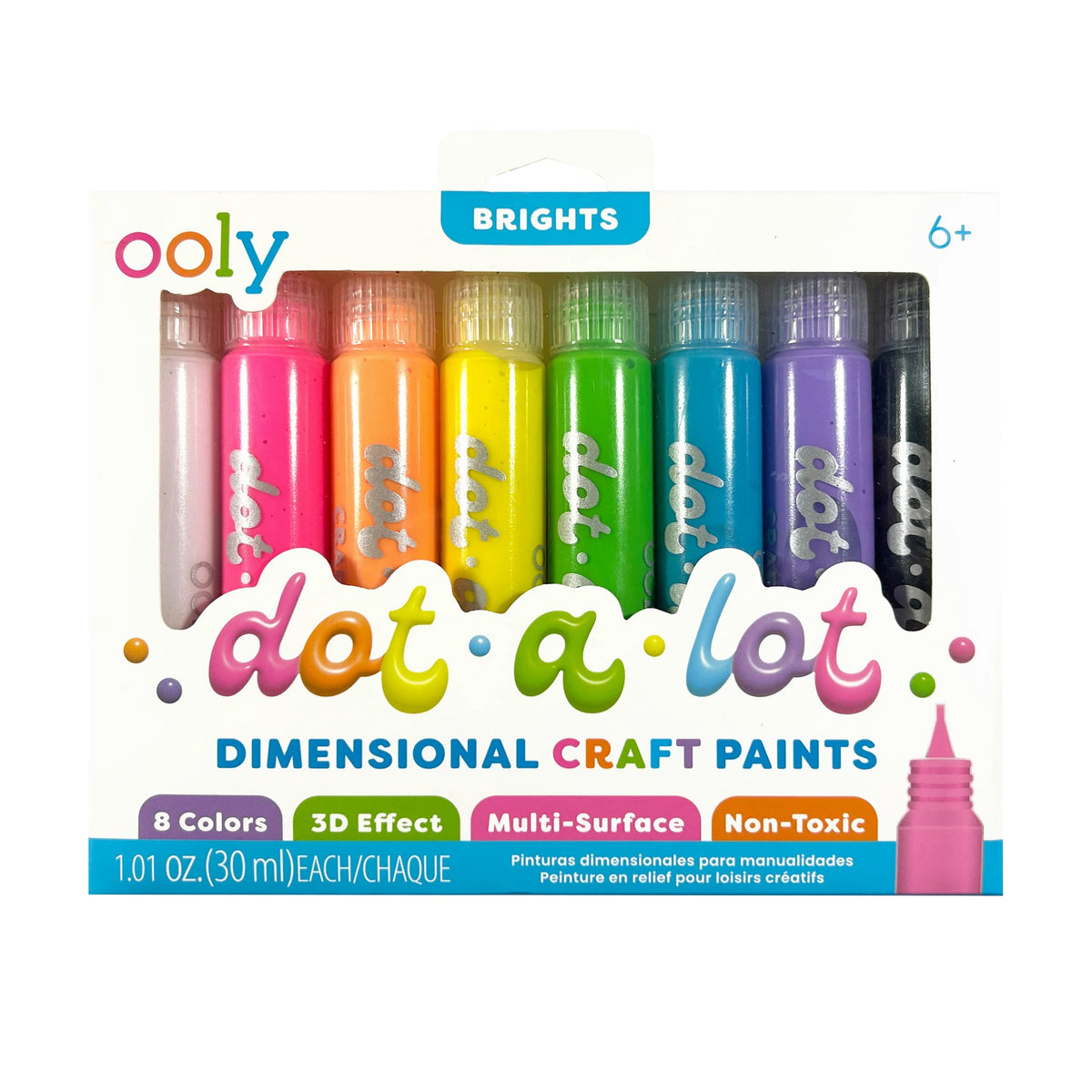 OOLY Dot-a-Lot 3D Dimensional Craft Paint - Brights - Set of 8 - main product image