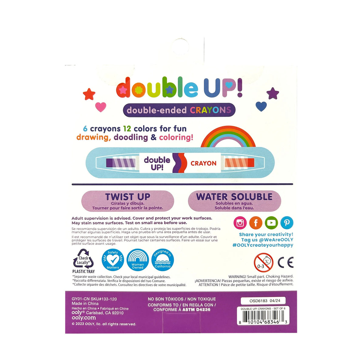 OOLY Double Up! Double-Ended Crayons - 12 Colors - Set of 6 - product image 8 of 8