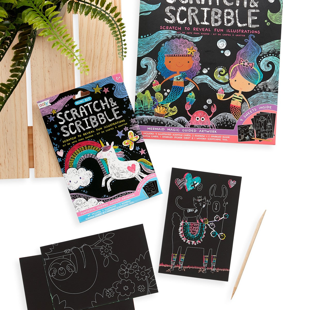 OOLY Scratch and Scribble Mini Scratch Art Kit - Funtastic Friends - 8 Cards 1 Sticker Sheet - product image 6 of 6