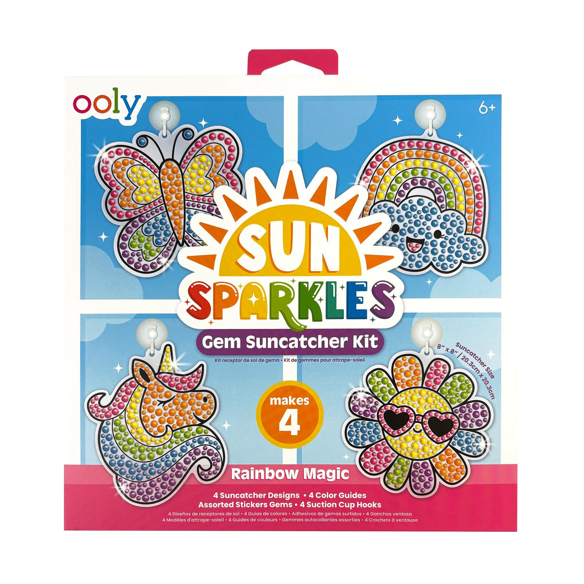 OOLY Sun Sparkles Gem Suncatcher Kit - Rainbow Magic - 4 Designs - main product image