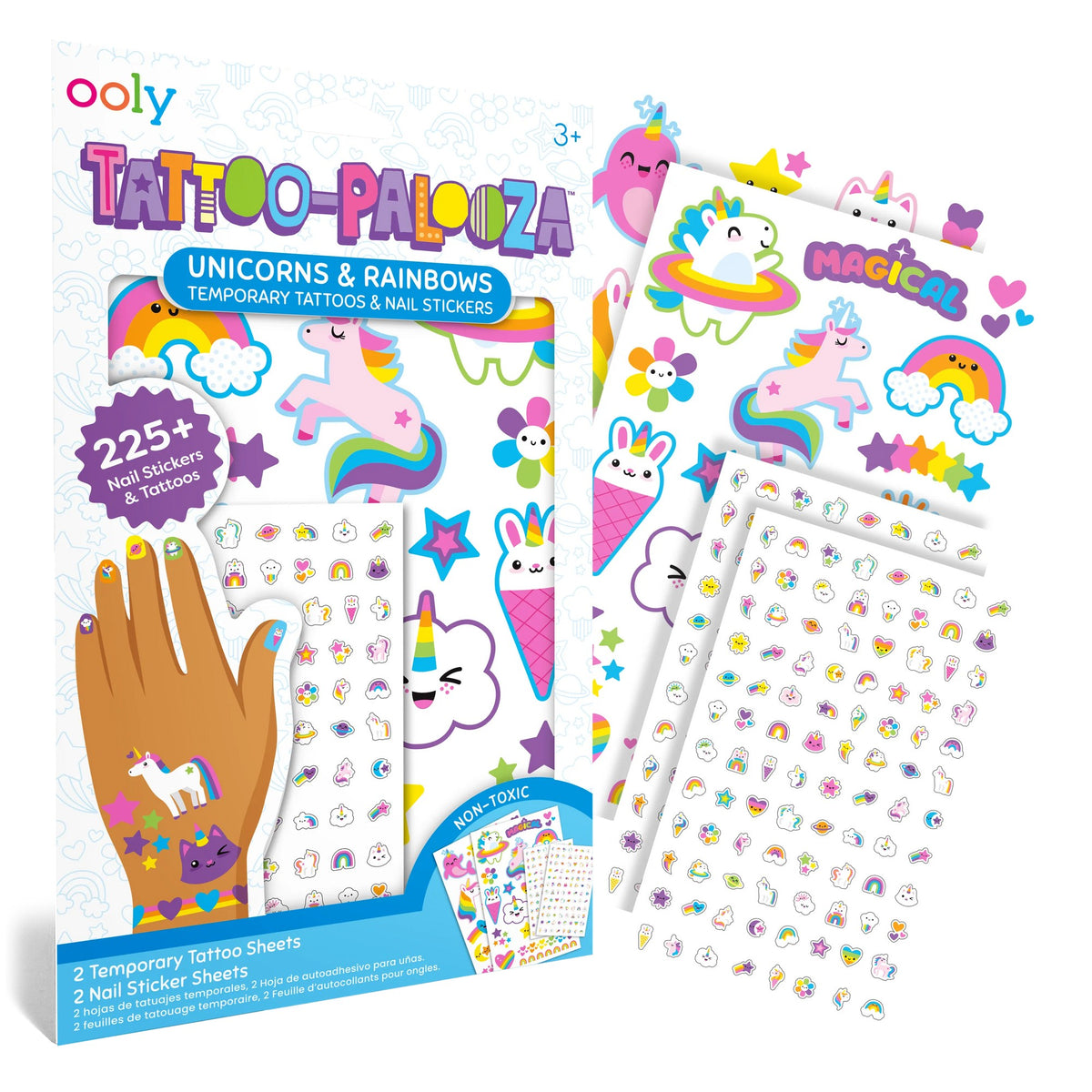 OOLY Tattoo-Palooza Temporary Tattoos & Nail Stickers - Unicorns & Rainbows - product image 2 of 8