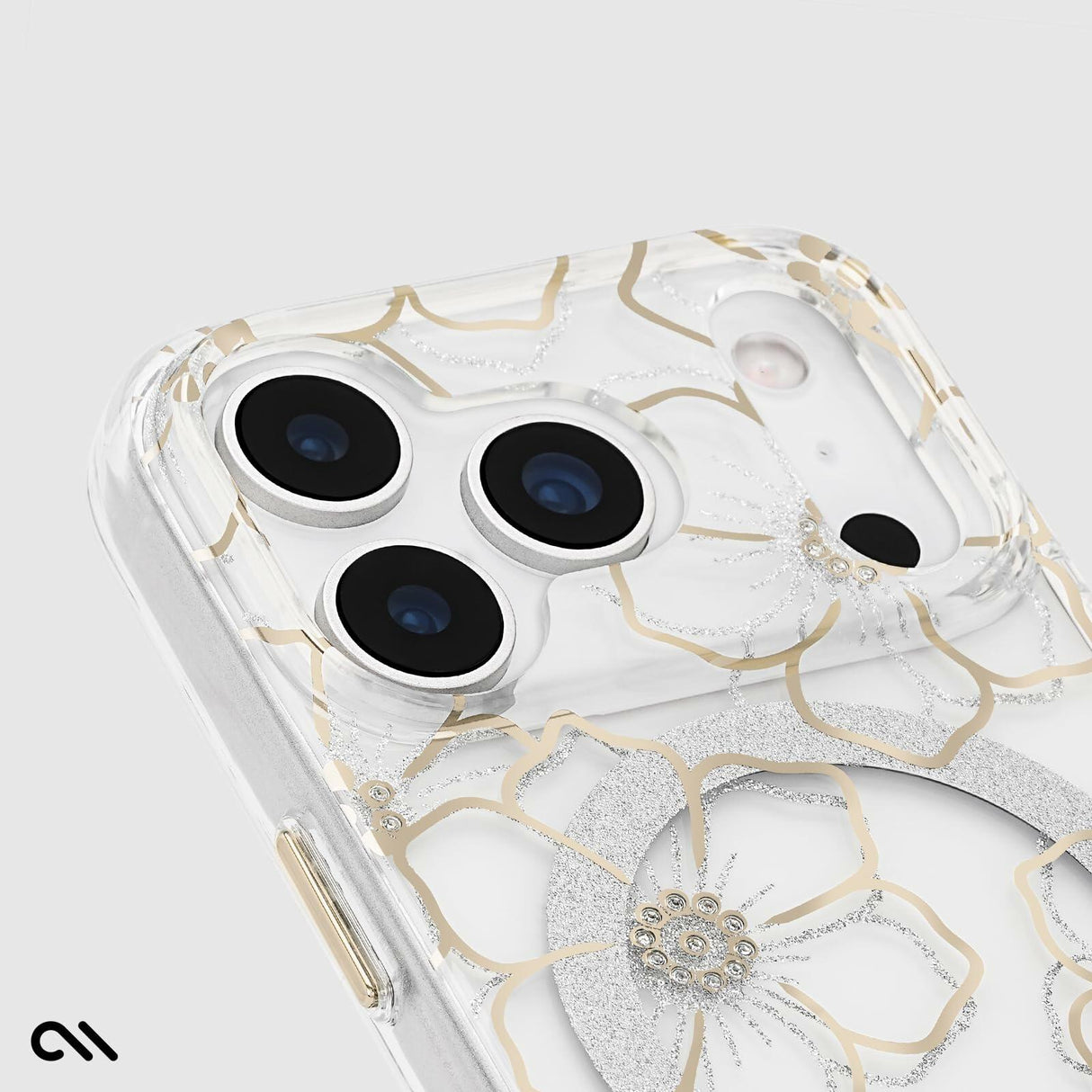 Case-Mate - Floral Gems MagSafe Case for Apple iPhone 17 Pro - Gold