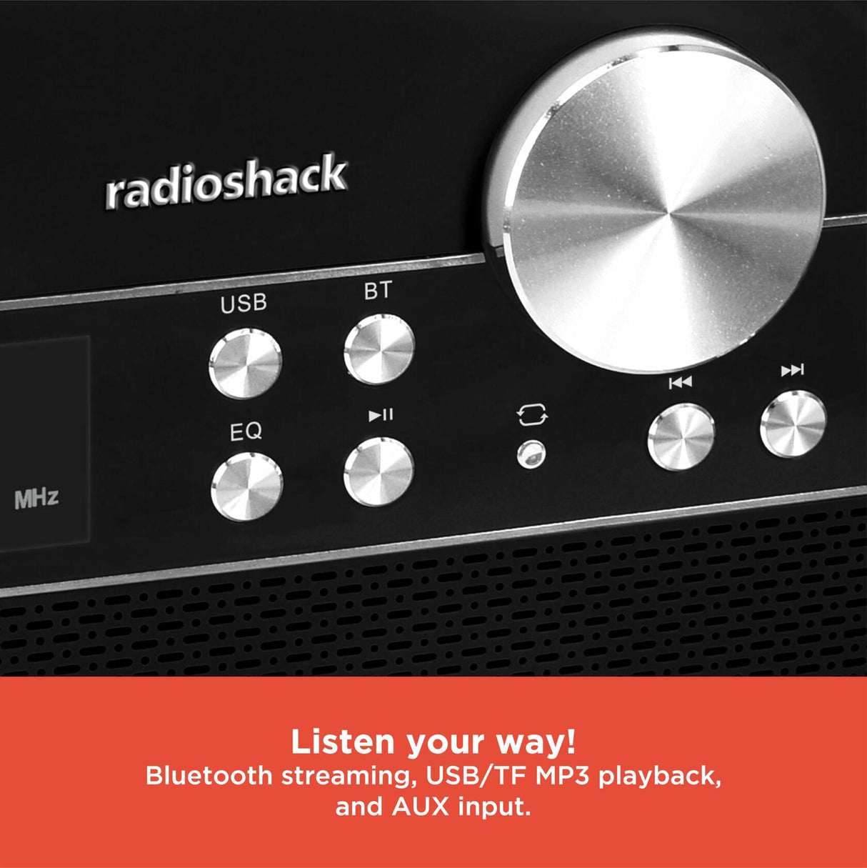 RadioShack AM/FM 2-Band Vintage Radio with Bluetooth Function and USB/TF ports 1202265