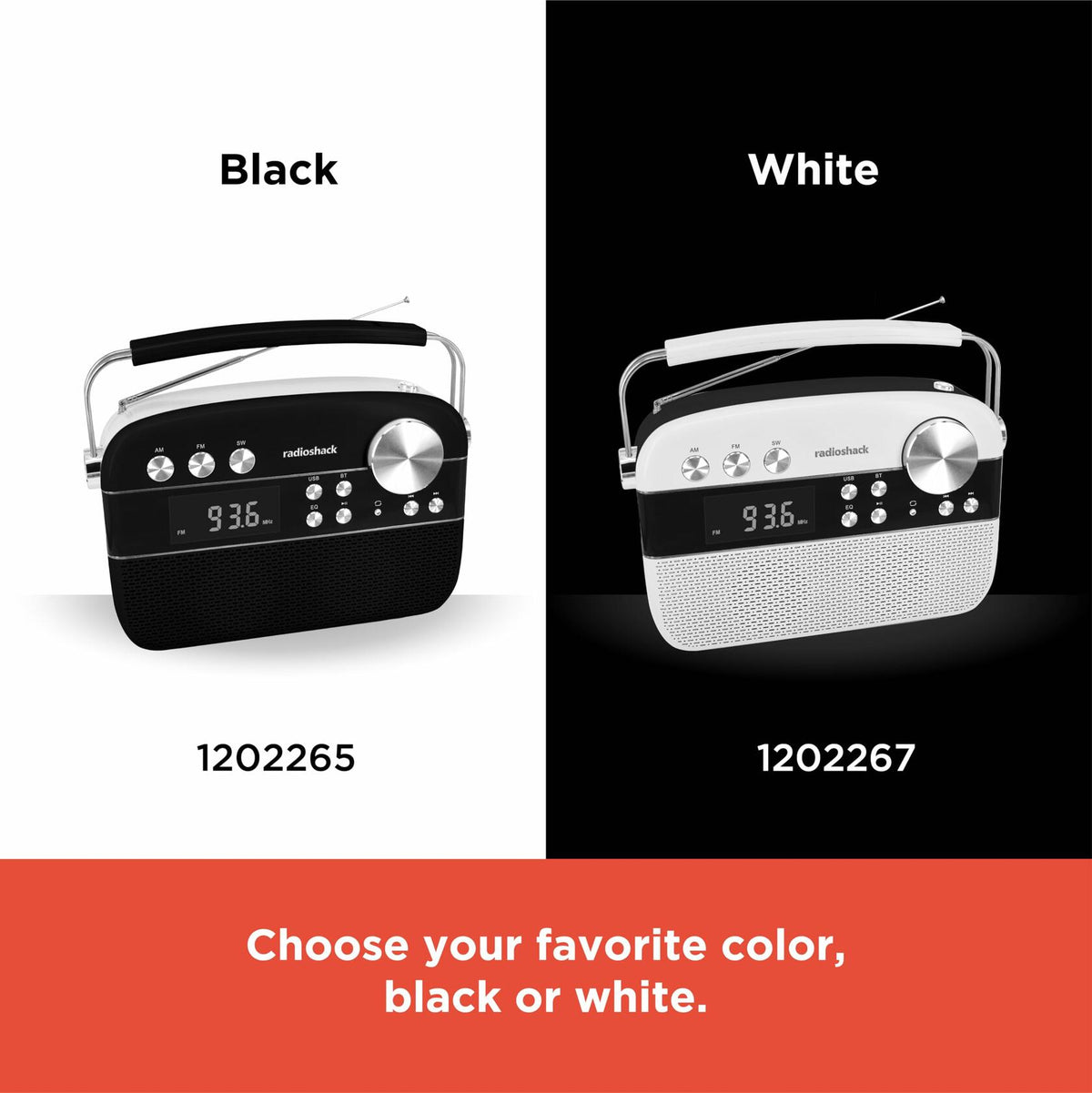 RadioShack AM/FM 2-Band Vintage Radio with Bluetooth Function and USB/TF ports White 1202267