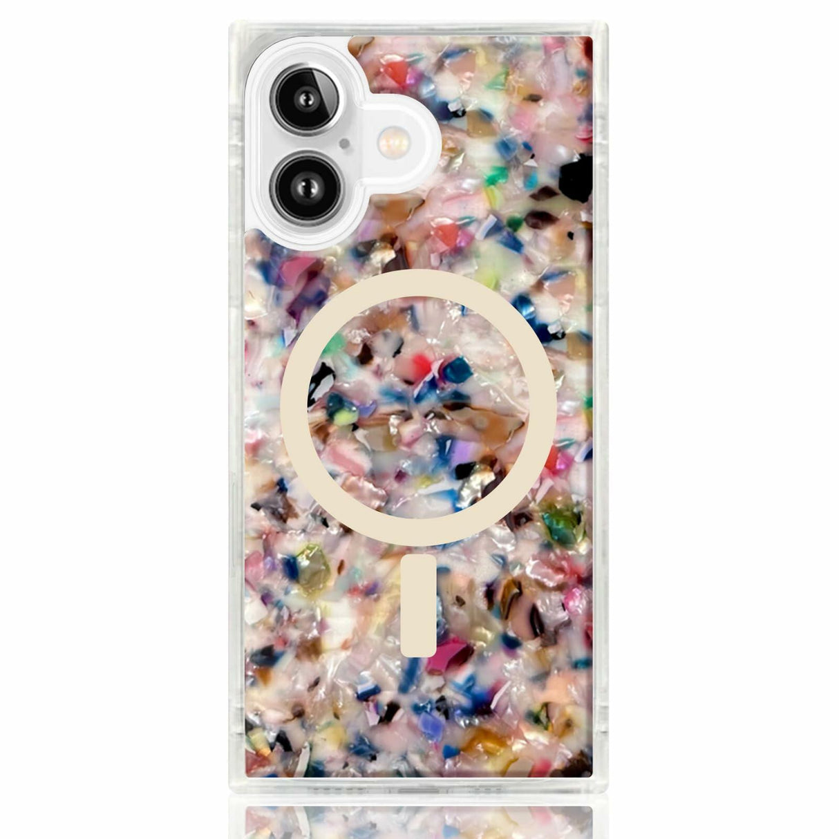 Flaunt - Square MagSafe Case for Apple iPhone 17 - Rainbow Confetti Tortoise Shell