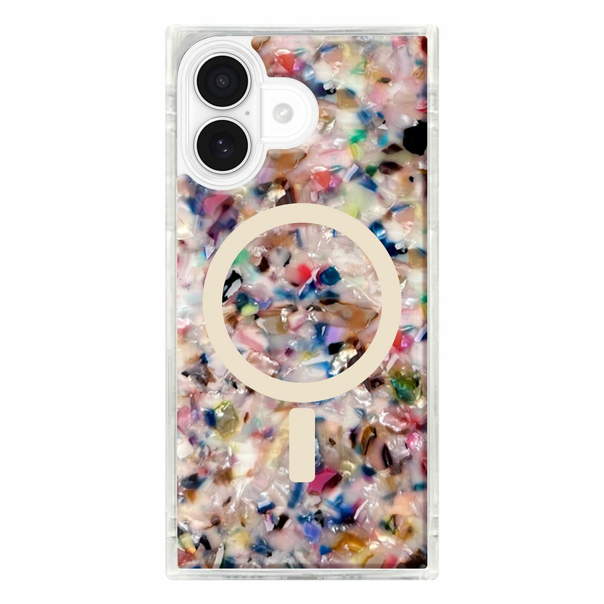 Flaunt - Square MagSafe Case for Apple iPhone 17 - Rainbow Confetti Tortoise Shell