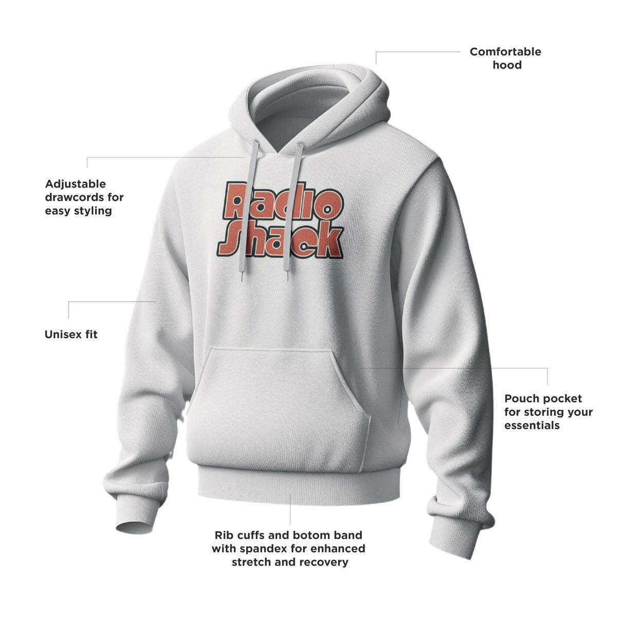 RadioShack Retro Logo Hoodie - White - Size XL