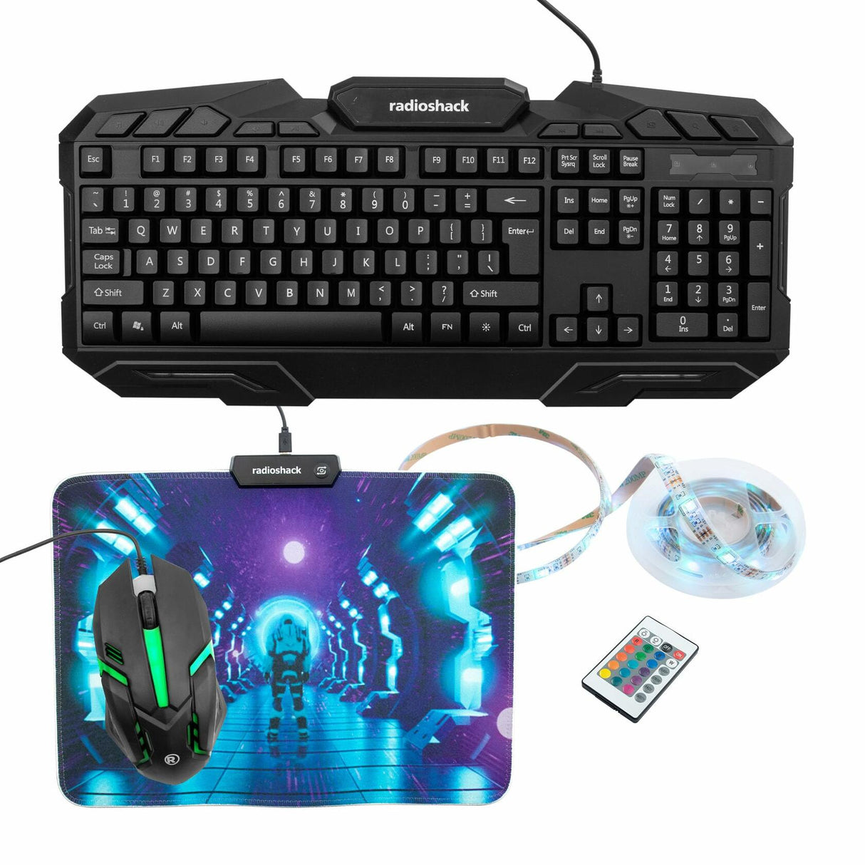 RadioShack Keyboard RGB Light Mouse and Mouse Pad Combo 2607062