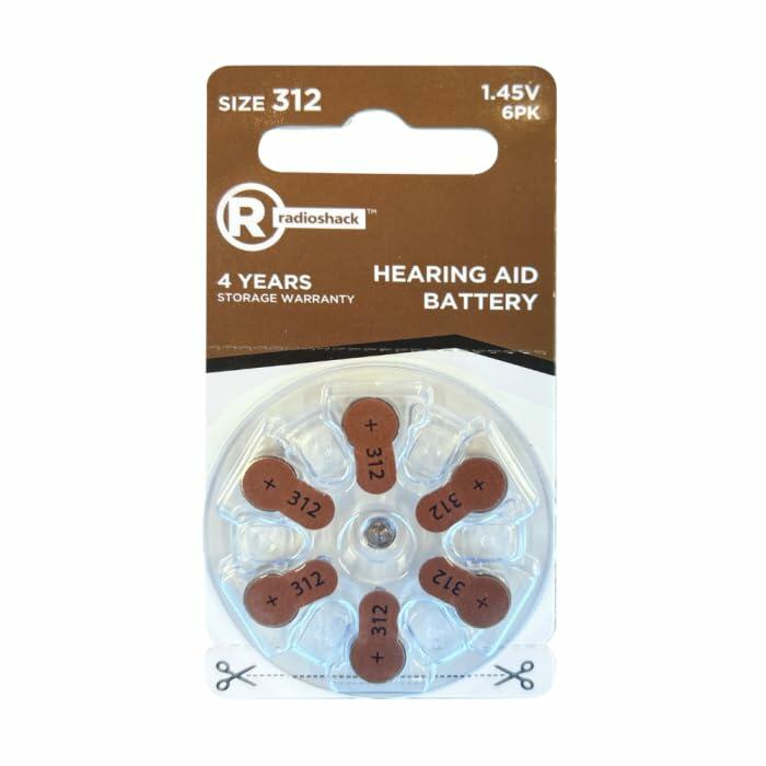 RadioShack Hearing Aid Battery Size 312, 6 Pack, 2302522