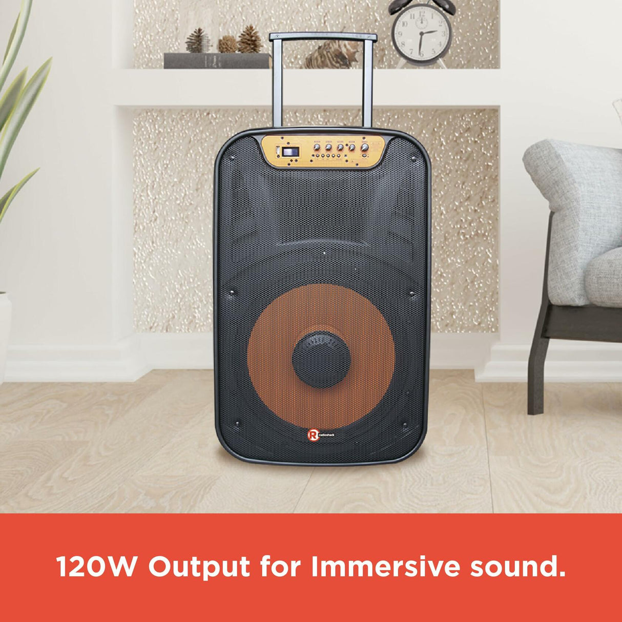 RadioShack 15-inch 20,000 RMS Speaker with Lights, FM Radio, and Rechargeable Battery 4001945