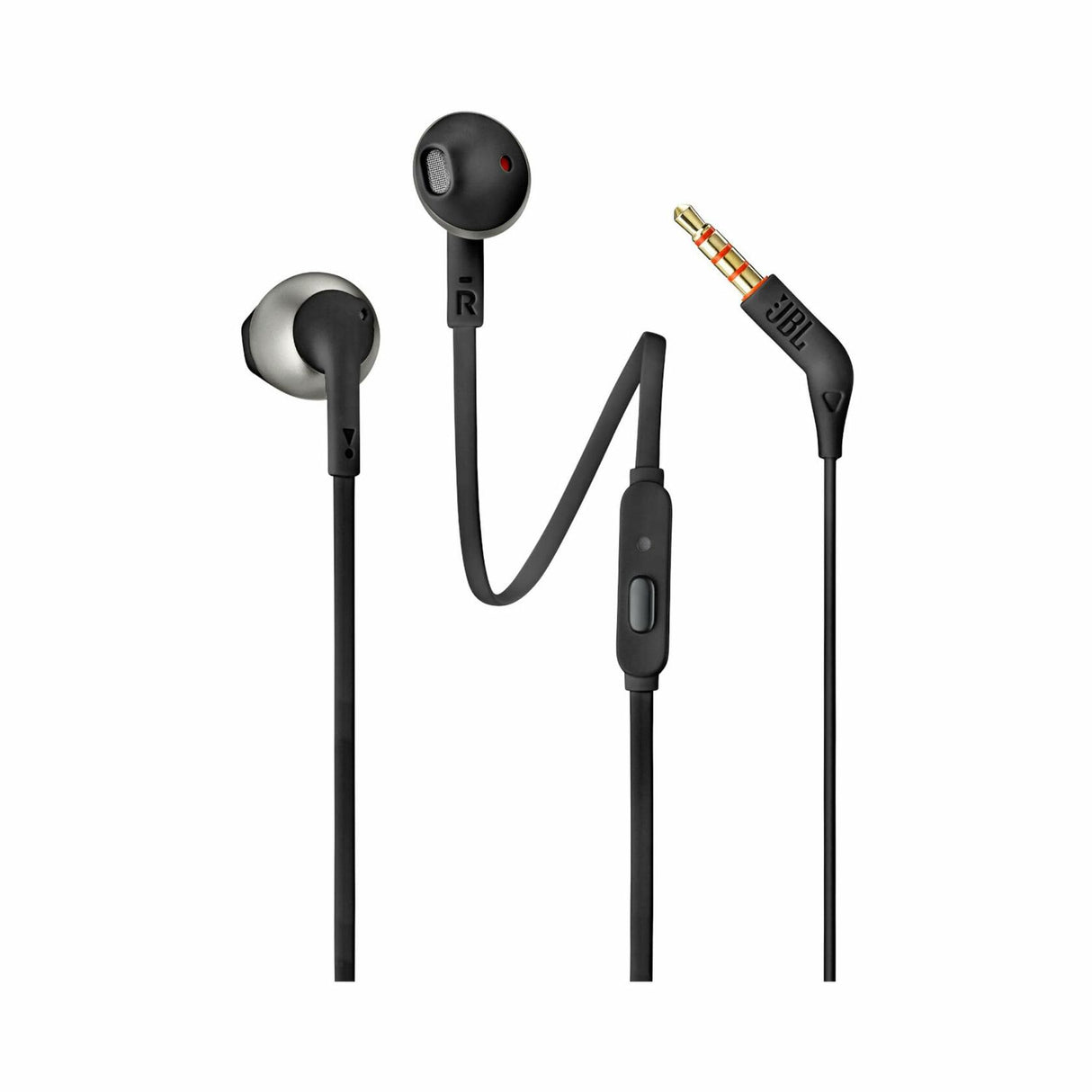 JBL Tune 205 - Wired Comfort-fit ergonomics Earbud Headphones, Pure Bass Sound, Tangle-Free Flat Cable with 1-Button Remote and Microphone (Black)