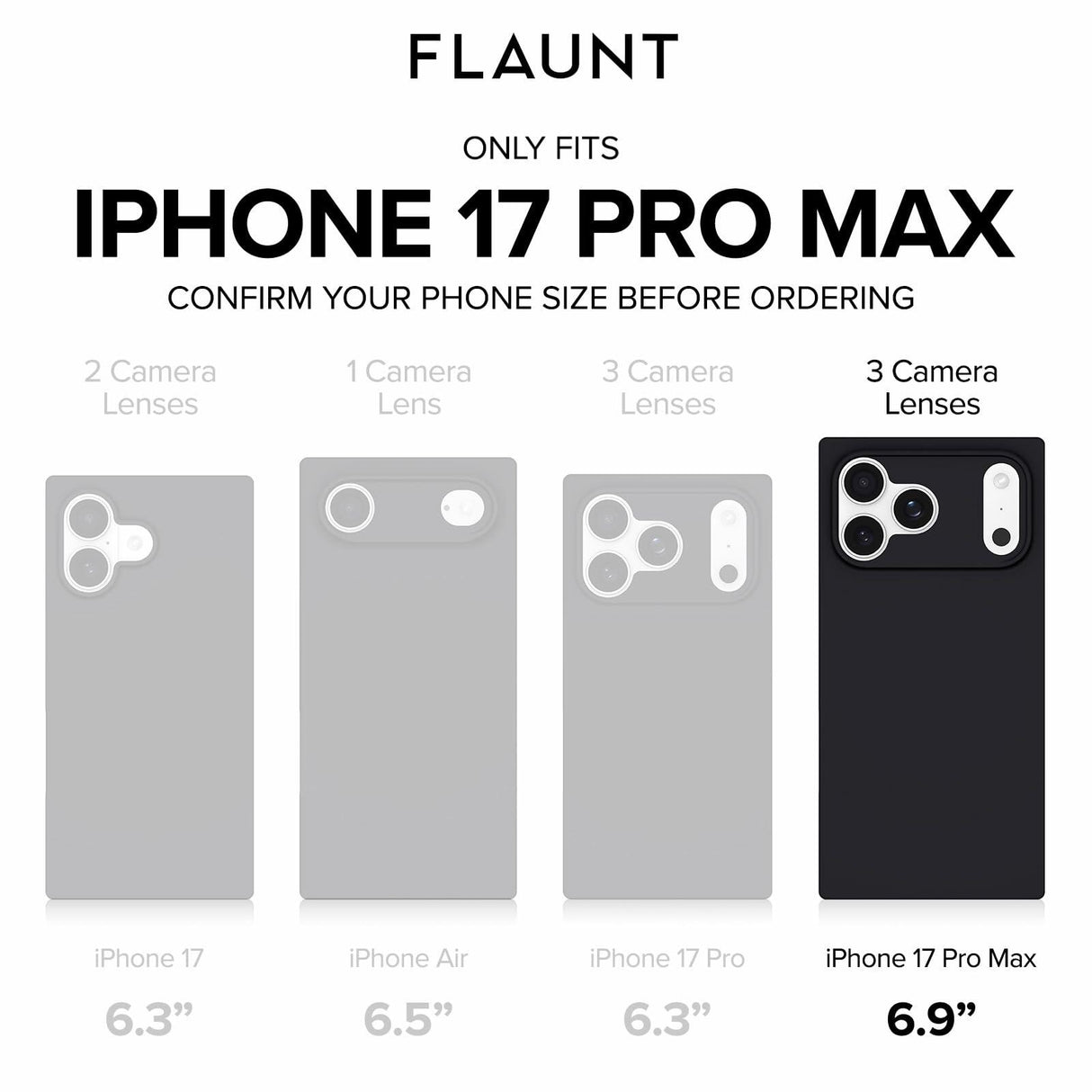Flaunt Official Square Protective Case - Compatible with iPhone 17 Pro Max - Compatible with MagSafe & Wireless Charging - Drop-Tested & Shockproof - (Black Crocodile)