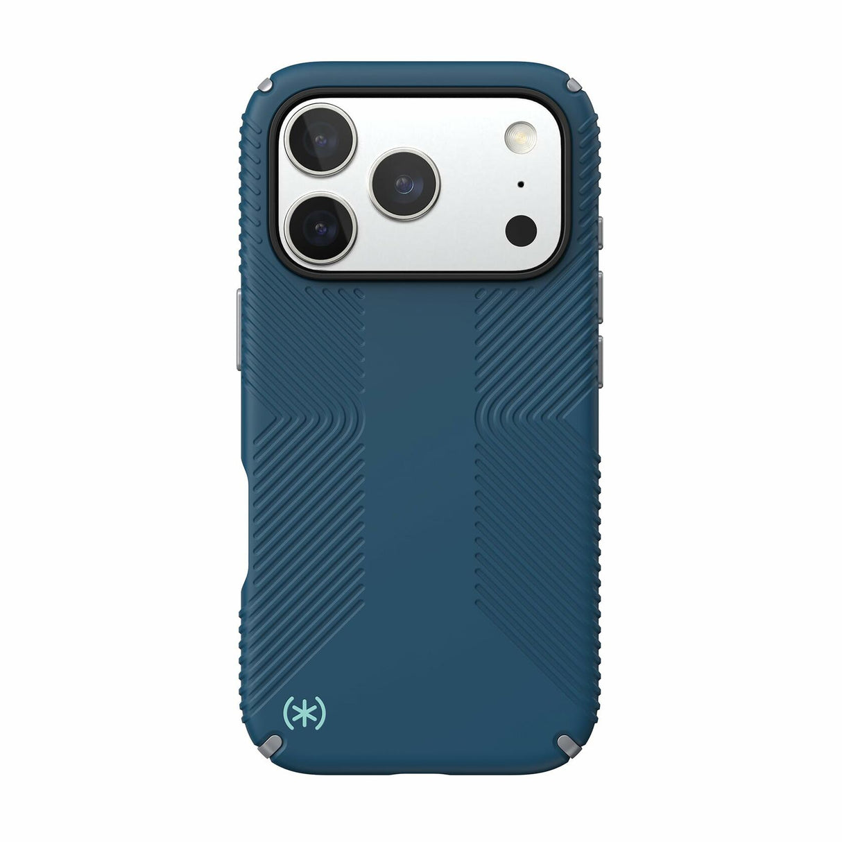 Speck PRESIDIO2 Grip for iPhone 17 Pro Case, MagSafe-Compatible, Slim Protective Case, DEEP SEA/Silver Metallic/Spell Blue
