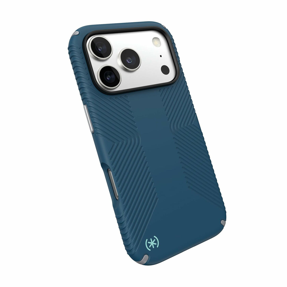 Speck PRESIDIO2 Grip for iPhone 17 Pro Case, MagSafe-Compatible, Slim Protective Case, DEEP SEA/Silver Metallic/Spell Blue