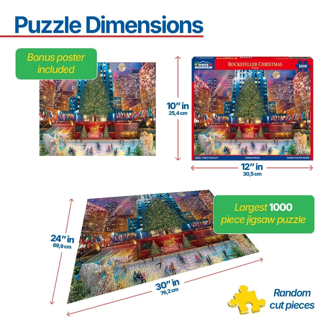 Rockefeller Christmas 1000 piece jigsaw puzzle by White Mountain Puzzles, finished size 24 x 30 inches