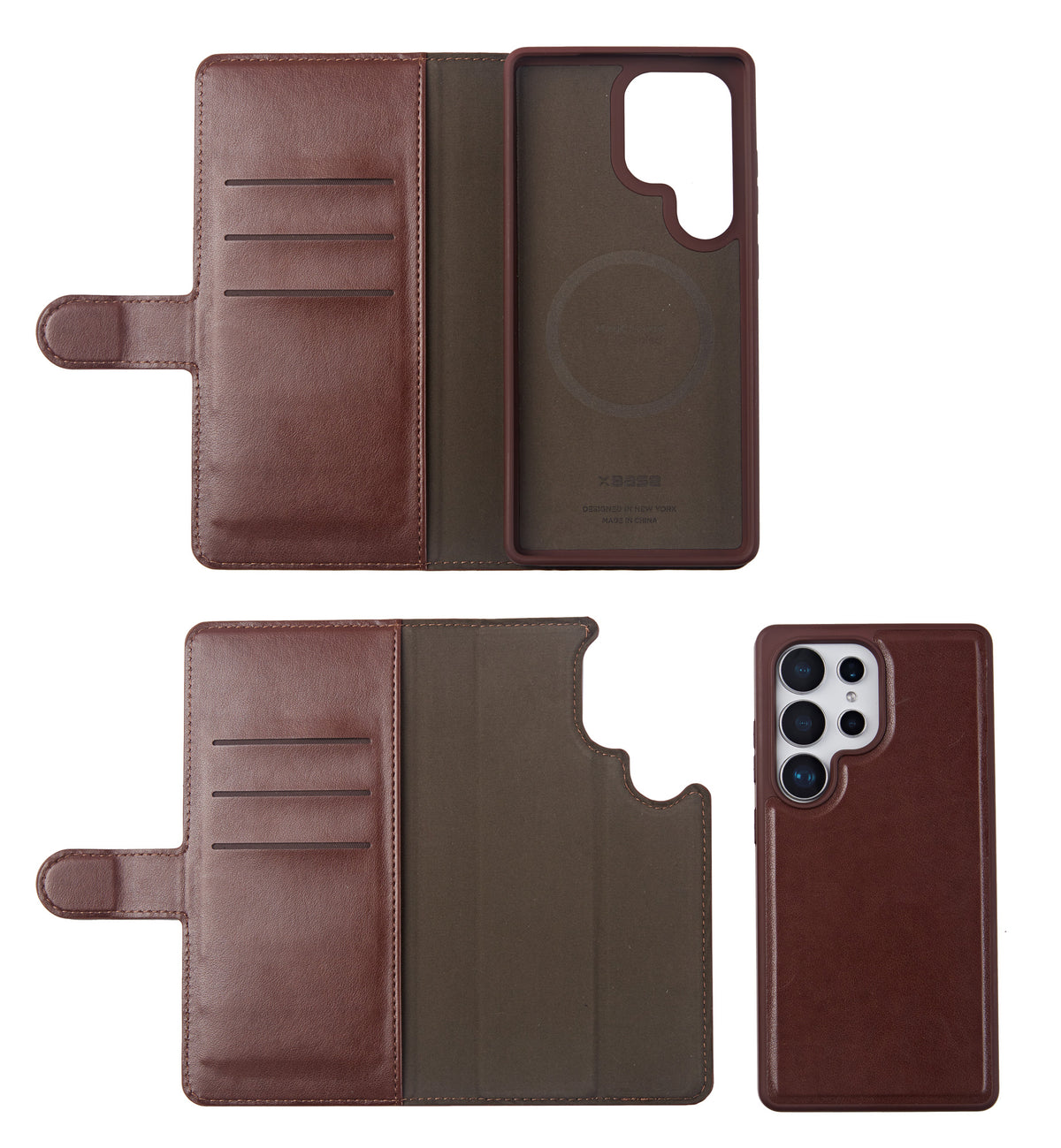 xBase Samsung S25 Ultra Exec Folio Wallet Case - Rustic Brown - image 3