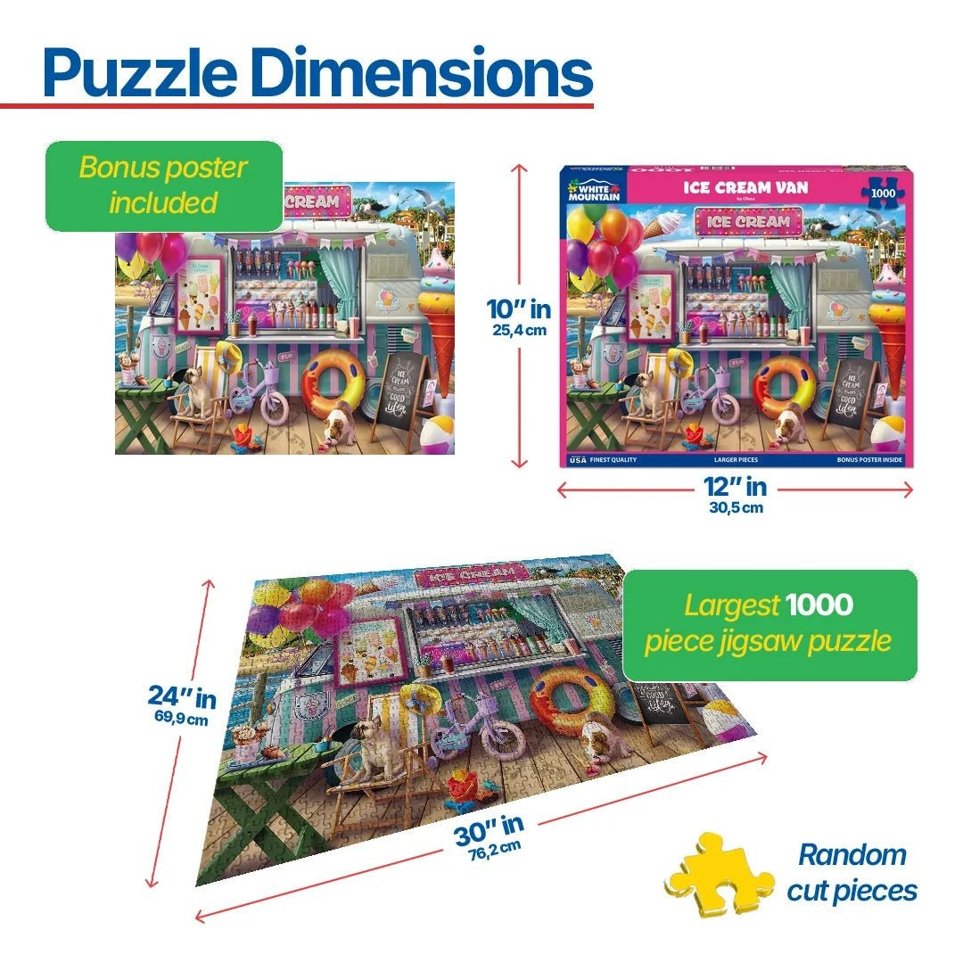 White Mountain Puzzles - Ice Cream Van - 1000 Piece Jigsaw Puzzle - view 3