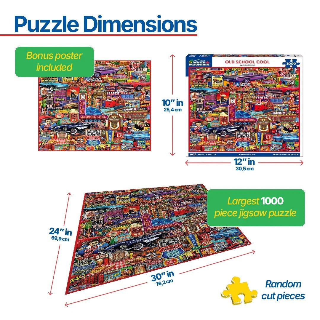 White Mountain Puzzles - Old School Cool - 1000 Piece Jigsaw Puzzle - view 3