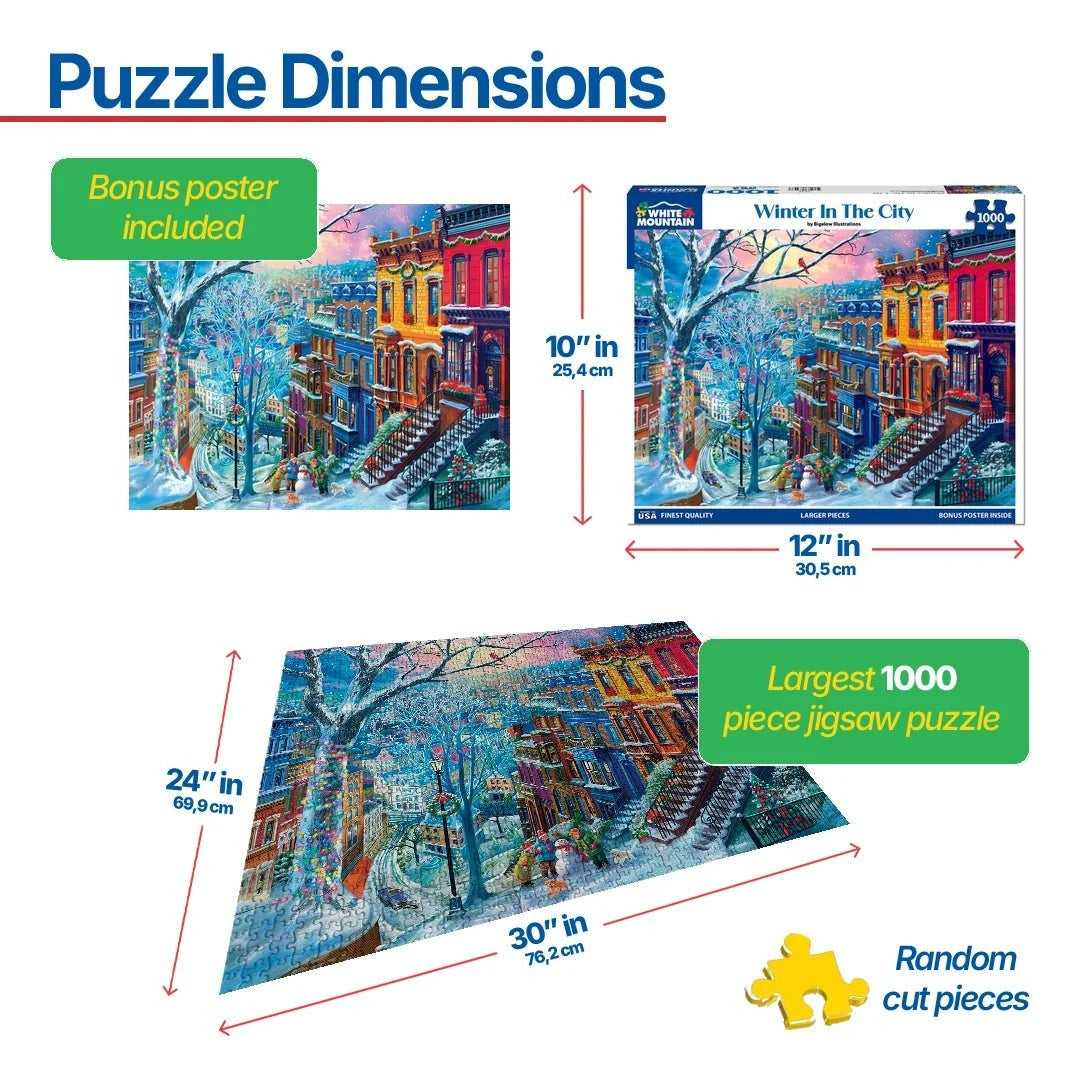 White Mountain Puzzles - Winter In The City - 1000 Piece Jigsaw Puzzle - view 3
