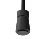 AtlasIED SHS-3T2-B black speaker pendant-mounted from an open ceiling