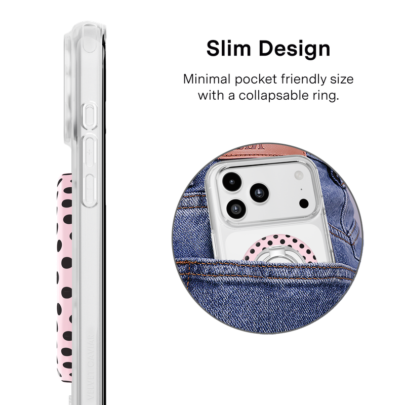 VELVET CAVIAR - Magnetic Phone Ring & Stand - Pink Polka Dot Princess