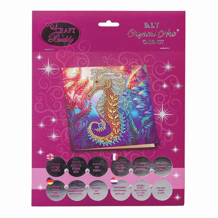 Crystal Art Diamond Painting Card Kit - Seahorse- Create Your Own 7"x7" Card Kit - for Ages 8 and up