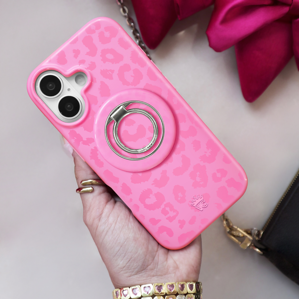 VELVET CAVIAR - IPhone 17 MagSafe Case + Mag Grip & Stand – Hot Pink Leopard
