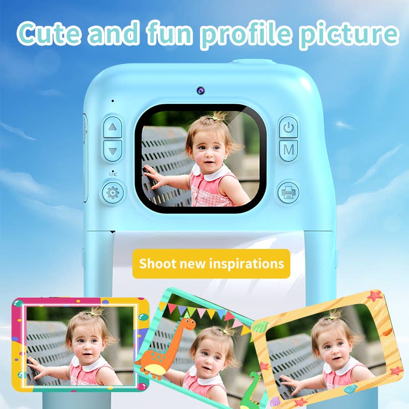 Funky Rico Inc - Instant Print Digital Camera for Kids, Ink Free Thermal Blue