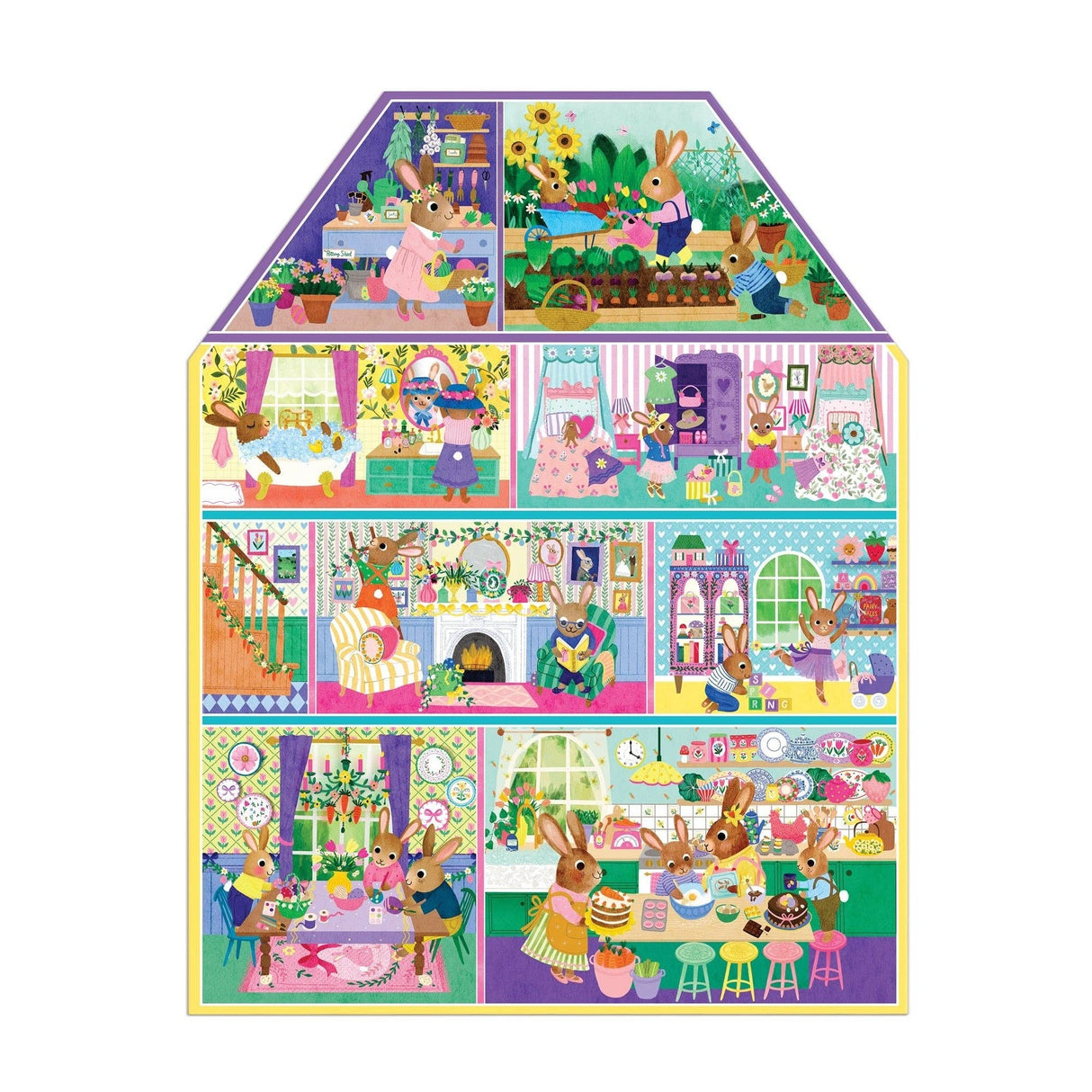 Mudpuppy - Cottontail Cottage 100 Piece House-shaped Puzzle