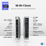 Plugable TBT4-UDZ Thunderbolt 4 16-in-1 docking station, front ports