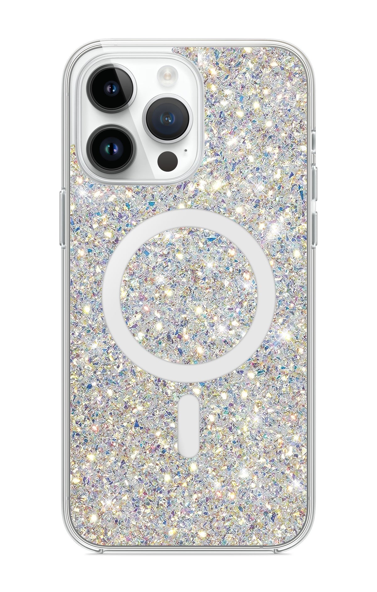 BASE IPHONE 15 PRO(6.1) SPARKLE SERIES MAGSAFE COMPATIBLE CASE - WHITE GOLD - image 1