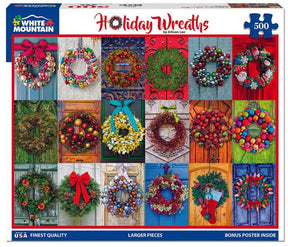 White Mountain Puzzles - Holiday Wreaths - 500 Piece Jigsaw Puzzle