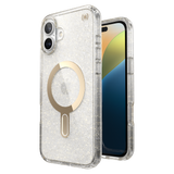 Speck - Presidio Lux Case With Clicklock For Apple Iphone 16 Plus - Gold Glitter And Clear