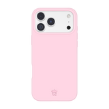 A light pink phone case with a raised camera bumper, shown on a white smartphone against a solid white background. A small crown logo with the letters 'VC' is embossed near the bottom.