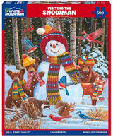 White Mountain Visiting The Snowman Winter Puzzles 500 Pieces Theme Jigsaw Puzzle for Kids Adults and Family