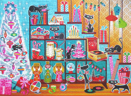 Cobble Hill 1000 Piece Puzzle - Christmas Cats - Sample Poster Included