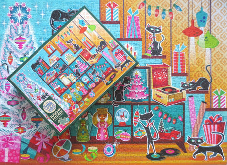 Cobble Hill 1000 Piece Puzzle - Christmas Cats - Sample Poster Included - image 4