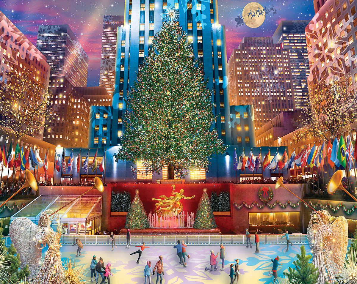 Rockefeller Christmas 1000 piece jigsaw puzzle by White Mountain Puzzles, completed puzzle image