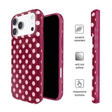 VELVET CAVIAR MagSafe Case for Apple iPhone 18 Pro / 17 Pro, Raspberry Polka Dot, lifestyle view