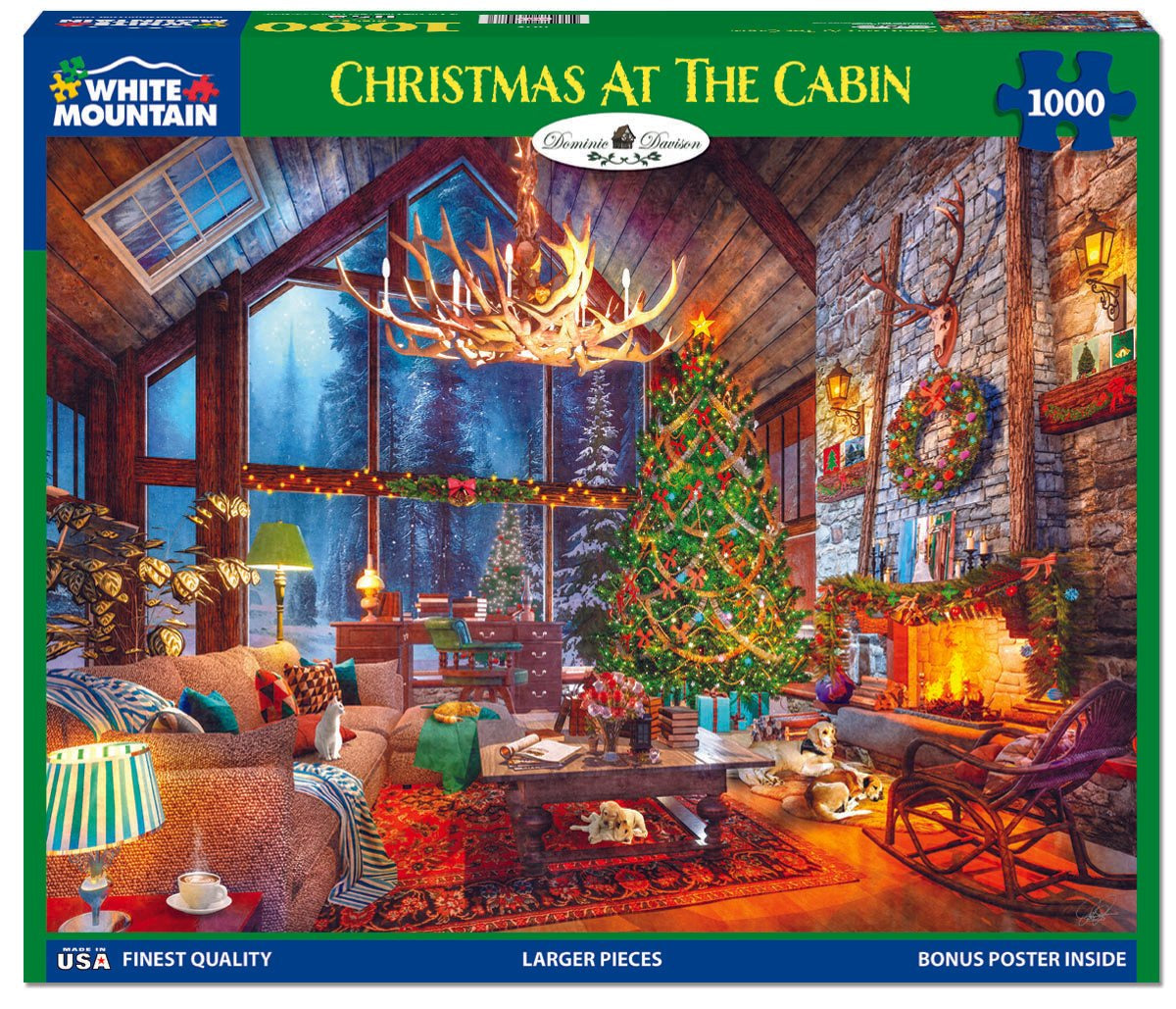 Christmas At The Cabin 1000 piece jigsaw puzzle by White Mountain Puzzles, box image