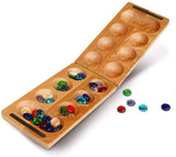 Wood Expressions - Solid Wood Folding Mancala with Glass Stones - 18 in.