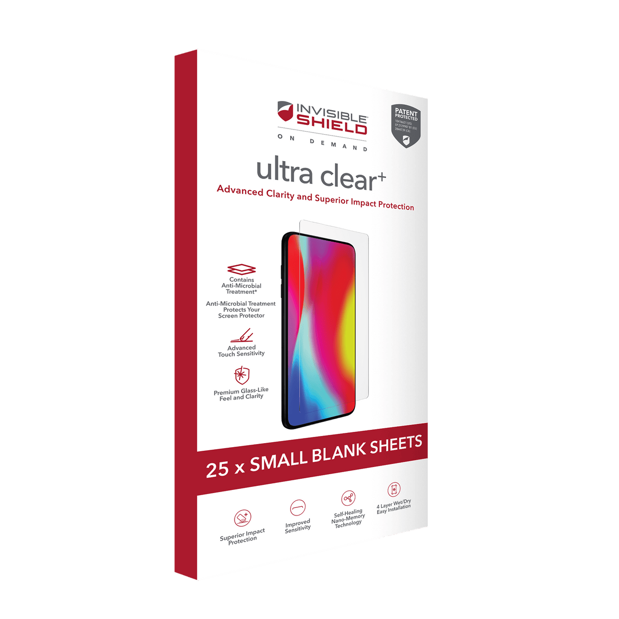 Zagg - Isod Ultra Clear Plus 4 Layer Film Screen Protector 25 Pack For Small Screens - Clear