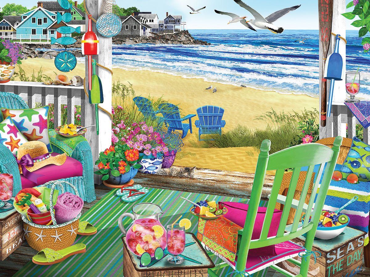 Beach Time 500 piece jigsaw puzzle by White Mountain Puzzles, completed puzzle image