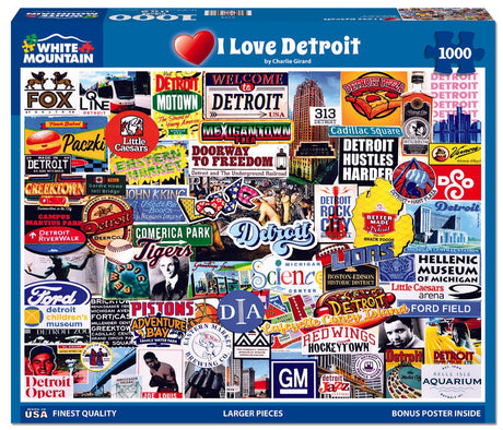 I Love Detroit 1000 piece jigsaw puzzle by White Mountain Puzzles, box image