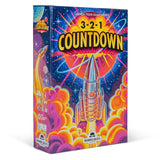 Board game box titled '3-2-1 Countdown' with a rocket ship design on a colorful background.