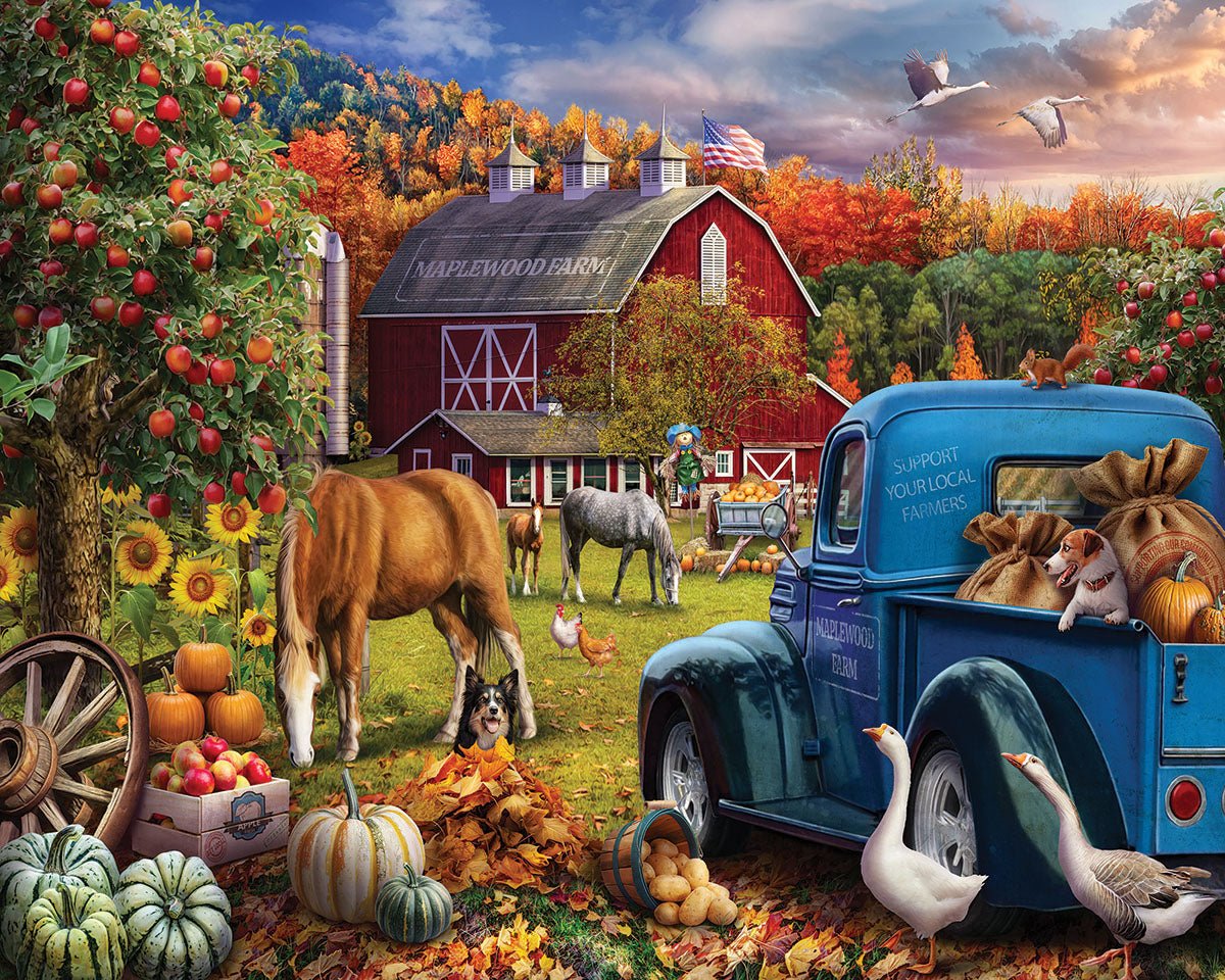 Maplewood Farm in Fall 1000 piece jigsaw puzzle by White Mountain Puzzles, completed puzzle image